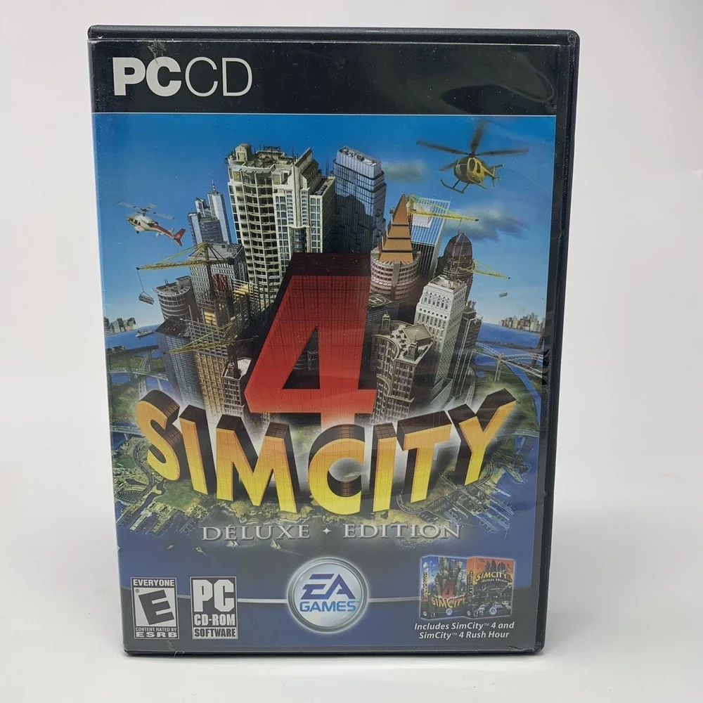 Lot 4 Vintage PC Games CD-ROM: RISK, War, Railroad Tycoon, SimCity 4